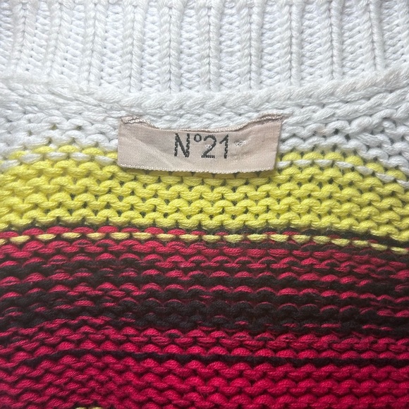 No.21 Kids Multicolored Striped Cardigan Sweater Marl-knit V-neck Size 14 (teen) - Picture 11 of 16